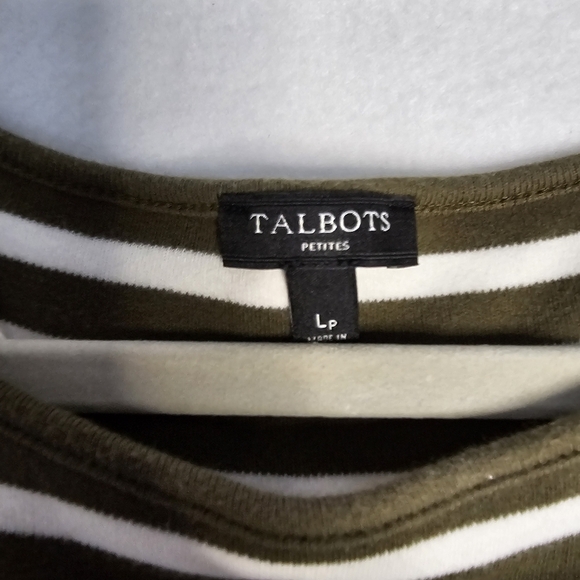 Talbots olive green and White Striped Dress size L petite - Picture 5 of 11